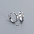 Minimalist s925 sterling silver 8mm small hoop earrings with polished finish - 8mm White Gold