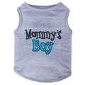 Graues Baumwoll-Hundeweste mit Mommy's Boy Aufdruck, atmungsaktives Strickshirt für Hunde - XS / Grau