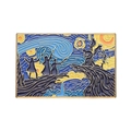 Starry Night oil painting style enamel pin with Harry Potter silhouettes in gold metal - Starry Night Wizards