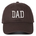 Close-up of white DAD embroidery on dark brown cotton canvas vintage baseball cap - Adjustable / DAD Embroidery / Coffee