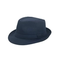 Side view of classic navy blue jazz hat with textured band on white background - M (56-58cm) / Navy Blue