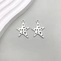 Antique silver star pendants with hollow pentagram design and engraved patterns - 1Pc Antique Silver Star 21*30mm