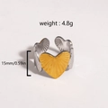 Detailansicht der Ringmaße mit 15 mm Höhe und 4,8 g Gewicht in zweifarbigem Gold-Silber-Design - Herz Offener Stil (款式4)