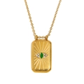 Collier tarot doré avec œil protecteur, pierre verte et strass sur fond blanc - Or - Œil du Mal
