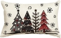 Christmas linen pillowcase with red and black tree patterns for sofa home decor - Style O (Single-sided)