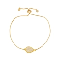 Επίχρυσο βραχιόλι bolo με μενταγιόν δάκρυ και ρυθμιζόμενο κούμπωμα ολίσθησης για γυναίκες - Λευκό