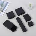 Matte black drawer jewelry boxes in various sizes with elegant ribbon pull handles - Black; 9*9*3.2cm