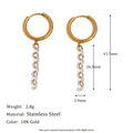 18K gold plated stainless steel hoop earrings with white zircon tassels for women - Five Crystal Pendant Style
