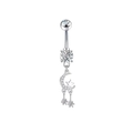Silber-Bauchnabelpiercing-Set mit Mond- und Sternanhängern und klaren Zirkoniasteinen - Mond und Sterne Stil