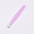 Professionelle rosa abgeschrägte Pinzette aus Edelstahl für Augenbrauen und Schönheit - Winkelmesserspitze / Rosa