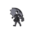Emaille-Anstecknadel im Gothic-Stil mit Wednesday Addams, Regenschirm und Blumendetails - Gothic Mädchen mit Pigtails Stil (QHXZ1129)