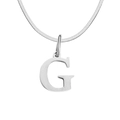 Silver-colored initial letter G pendant necklace with a vintage flat snake chain - Letter G / 1 Piece / Steel