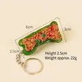 Funny PVC green pepper stuffed with meat keychain with 6cm length and realistic resin detail - Tiger Skin Stuffed Green Pepper - Keychain Style