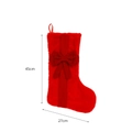 Chaussette de Noël en peluche rouge de 45cm avec un grand nœud décoratif et une boucle - Base Rouge Nœud Rouge