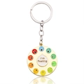 Golden social battery mood spinning pin featuring colorful emoji icons and text - Rotating Wheel / Emoji Keychain