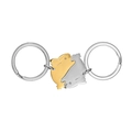 Détail des porte-clés en forme de lapin emboîtables en finitions or et argent - Bicolore Or et Argent