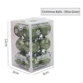 12er Set olivgrüne Weihnachtskugeln mit Schneeflocken und Frohe Weihnachten Muster - 4cm / Olivgrün