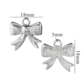 Silver bow pendant charm 18mm stainless steel DIY jewelry making accessory - Silver-1 (2.15g)