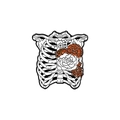 Détail d'une broche en émail représentant une cage thoracique fleurie d'orange et de blanc - Style Cage Thoracique Fleurie (WY1426) / Côtes Fleurs Oranges (WY1426)