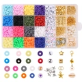 Detail of 4000pcs clay beads set including letter beads and gold metal pendants in 24 grids - 28 Grids Clay Beads Set