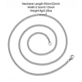 Silver stainless steel 3mm curb chain necklace with lobster clasp and length dimensions - With Chain / CN04208 / Steel