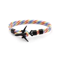 Handmade woven couple bracelet featuring a black airplane charm and colorful paracord rope - Black Airplane Buckle / Rainbow