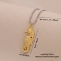 Goldene Seepferdchen-Halskette mit weißen Perlen und Gliederkette aus Edelstahl - 6# Seepferdchen