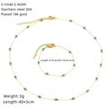 Detail of 18K gold plated stainless steel necklace and bracelet set with green stones - Green Beads Style (S-H546 S-N549)
