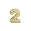 18k gold plated brass number 2 pendant with sparkling cubic zirconia inlay - Number 2 / Gold