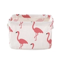 Rechteckiger Aufbewahrungskorb aus Baumwollleinen mit Flamingo-Druck und Griffen - Weißer Flamingo