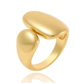 Modern adjustable gold plated copper open ring with a sculptural organic design - Gold Organic Sculptural Style (CX-J1082)