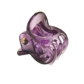 Close-up of a small purple transparent plastic hair claw clip with a metal spring - Violet