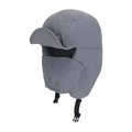 Winter thermal grey trapper hat with windproof face mask and ear flaps for outdoor warmth - Dark Gray