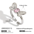 Specifiche dettagliate sulle dimensioni per anello a farfalla in acciaio inossidabile - Stile Farfalla Argento (JDR0302017-S)
