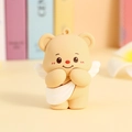 Cute butter angel bear keychain pendant in soft cream silicone with tiny wings - Yellow Angel Ornament