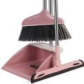 Set scopa e paletta rosa e nero con tergivetro a manico lungo per pulizia domestica - Set Classico Di Scopa Spessa E Paletta + Tergivetro 3 Pezzi [rosa Mare]