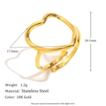18K gold plated stainless steel hollow heart open ring in minimalist fashion style - Hollow Heart Open Ring / Gold