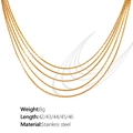 Collar minimalista de cadena de serpiente dorada a capas en acero inoxidable pulido - Collar de oro de varias capas (XL116)