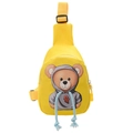 Yellow nylon kids chest bag featuring a sporty brown bear print and adjustable strap - Yellow