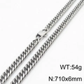 Polished silver titanium steel curb chain necklace measuring 710mm length and 6mm width - 6mm*710mm Silver