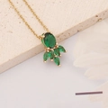 Macro shot of emerald zircon butterfly pendant on golden chain over natural stone - Oval Flower Cluster Style (3#)