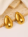 Minimalist gold-plated stainless steel teardrop stud earrings with smooth mirror finish - 18K Gold Plated Water Drop (8929)