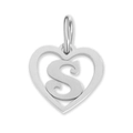 High quality silver stainless steel hollow heart pendant with initial letter S for DIY jewelry making - Letter-S / Silver
