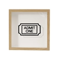 Cadre boîte à ombre en bois minimaliste pour souches de billets avec motif Admit One - Style Texte (Admit One) / 15x15cm / Couleur bois naturel