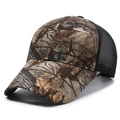 Unisex camouflage mesh trucker hat with autumn forest leaf pattern and curved brim - Adjustable / Coffee Camouflage