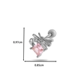Copper bow earring with pink zircon and screw back closure in silver finish - 7# Silver (Bowknot Square Style)