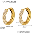 Orecchini a cerchio dorati in acciaio inossidabile con zirconi 5A su sfondo bianco - Oro Zirconia Bianca