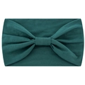 Deep green knotted headband for women with a soft bow design and studio lighting - Dark Green