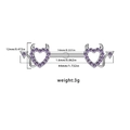 Silver devil heart nipple ring with purple zircon including size measurements 44mm - Purple Devil Heart Style (24062001-5) / 1.6mmx14mm