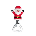 Apribottiglie Babbo Natale con corpo in silicone rosso e bianco e base in metallo lucido - Apribottiglie di Birra Babbo Natale